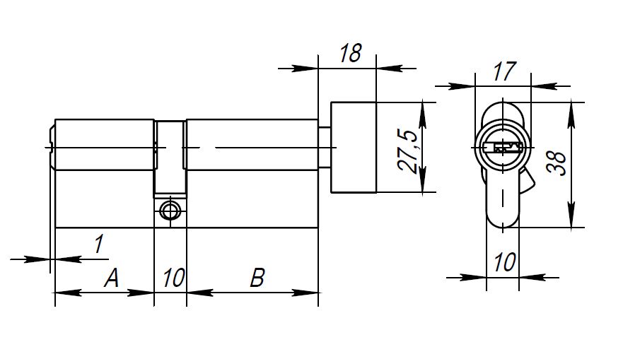 Цилиндр Ajax с вертушкой AX202/100mm (40+10+50) CP хром