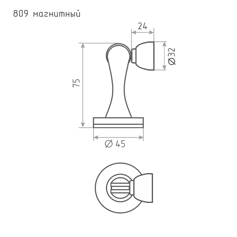 Ограничитель магнитный 809 матовое золото