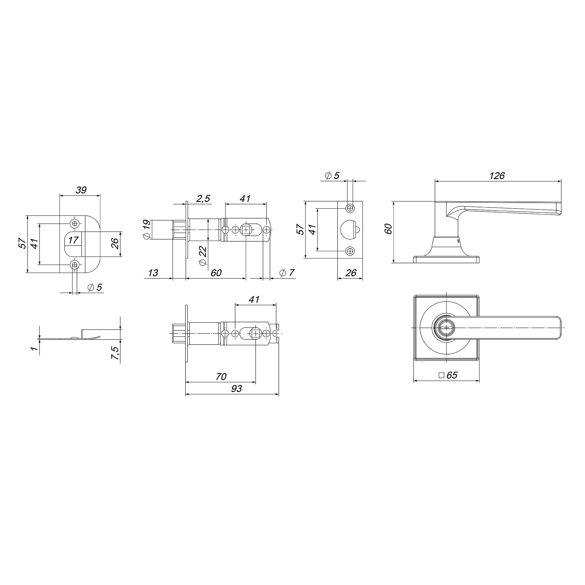 Ручка защелка DK710/BL BL-ET (фикс.) черный