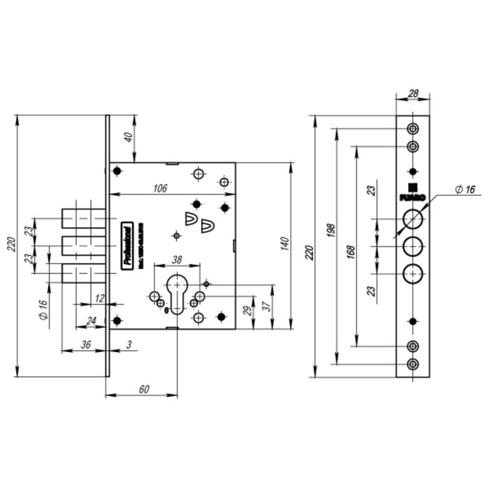 Корпус замка Фуаро V25/C-60.00.3R16