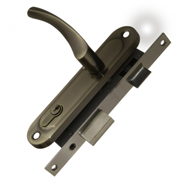 Замок (Пунто) цилиндровый в комплекте с ручкой LOCKSET16.CRONA.4070-1 AB бронза