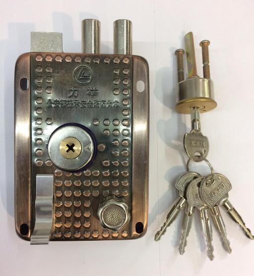 Замок накладной ЗН 9219 (медь, 2 риг, крест\кл)