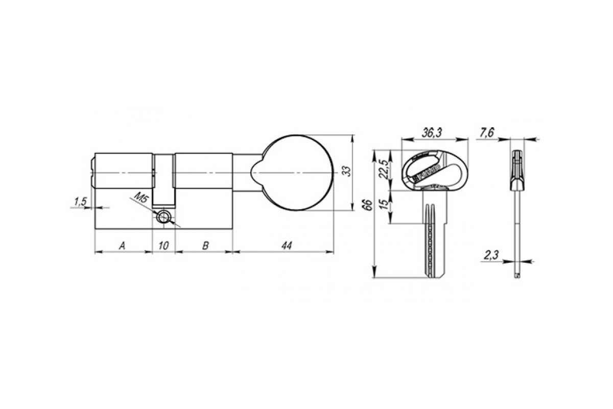 Цилиндр Fuaro D-PRO502/90mm (35+10+45) PB лат. 5кл.