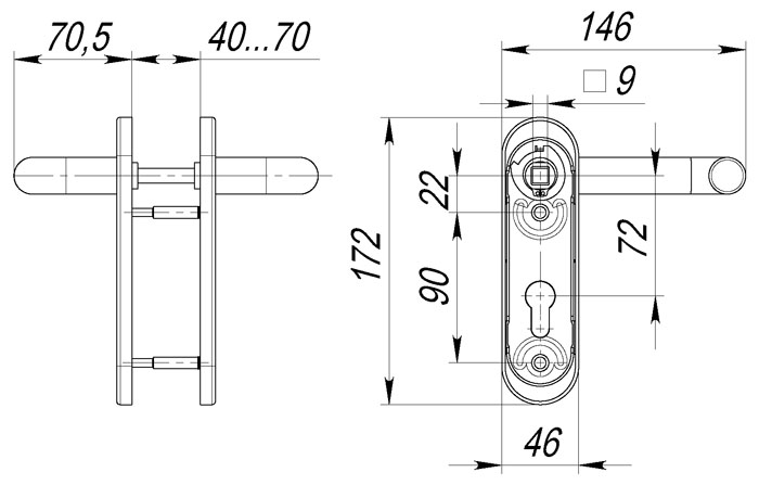 Ручка Fuaro дверная FP.DH172.0433 NE (9x140) с пружиной черный
