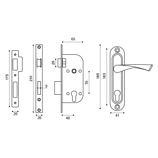 Замок (Пунто) цилиндровый в комплекте с ручкой LOCKSET16.CRONA.4070-1 SN мат.никель